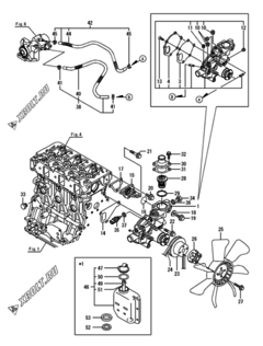  Двигатель Yanmar 3TNV88F-EPYB, узел -  Система водяного охлаждения 