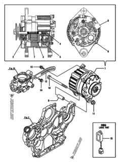  Двигатель Yanmar 4TNV94L-XDB24, узел -  Генератор 