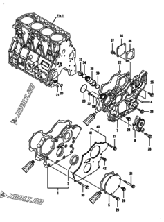  Двигатель Yanmar 4TNV94L-BVDBC, узел -  Корпус редуктора 