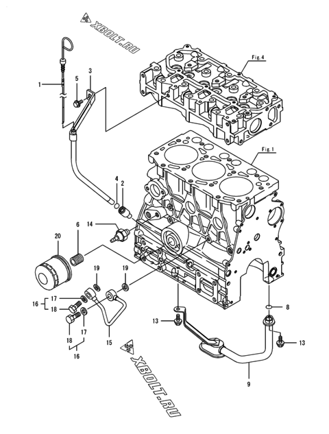  Система смазки двигателя Yanmar 3TNV76-DTE