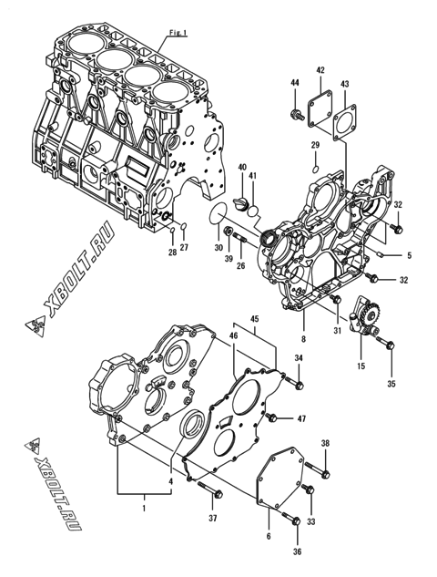  Корпус редуктора двигателя Yanmar 4TNV94L-BVSU