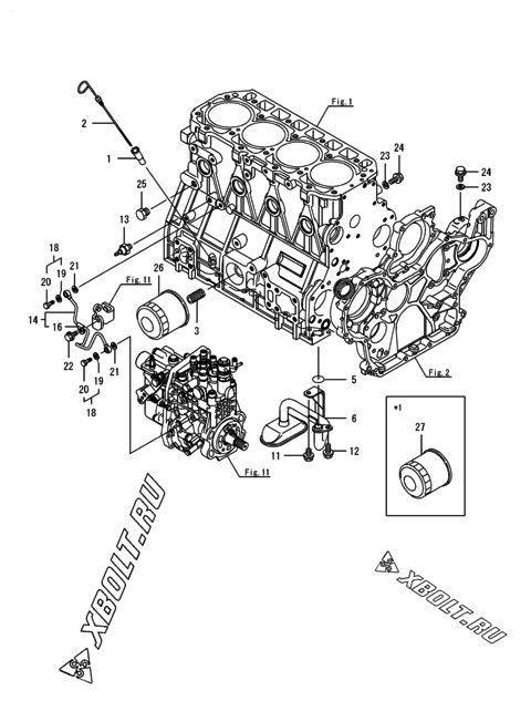  Система смазки двигателя Yanmar 4TNV94L-BVSU