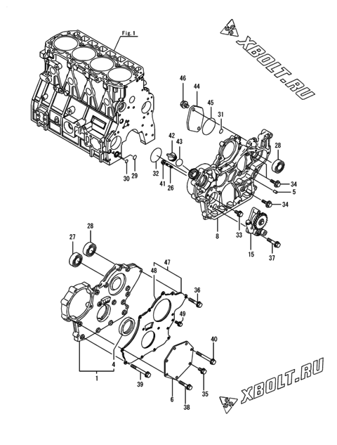  Корпус редуктора двигателя Yanmar 4TNV94L-BXPHZ