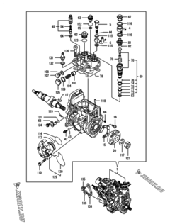  Двигатель Yanmar 4TNV88-BLCR, узел -  Топливный насос высокого давления (ТНВД) 