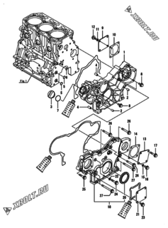  Двигатель Yanmar 3TNV88C-KKTF, узел -  Корпус редуктора 