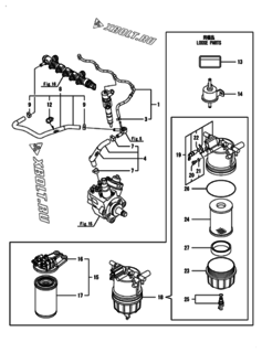  Двигатель Yanmar 4TNV86CT-KKTF, узел -  Топливопровод 