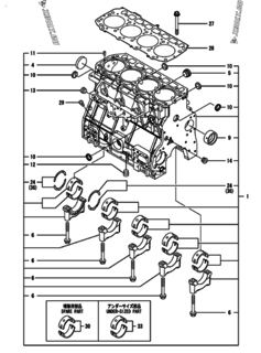  Двигатель Yanmar 4TNV94HT-ZSKTC, узел -  Блок цилиндров 