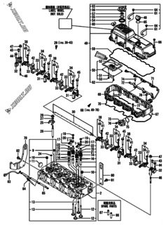  Двигатель Yanmar 4TNV94HT-ZSKTC, узел -  Головка блока цилиндров (ГБЦ) 