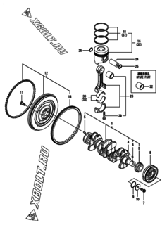  Двигатель Yanmar 4TNV94HT-ZSKTC, узел -  Коленвал и поршень 