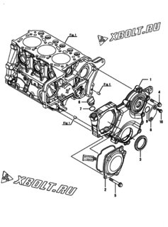  Двигатель Yanmar 3TNM72-BKK, узел -  Корпус редуктора 