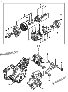  Двигатель Yanmar 3TNM72-BKK, узел -  Генератор 