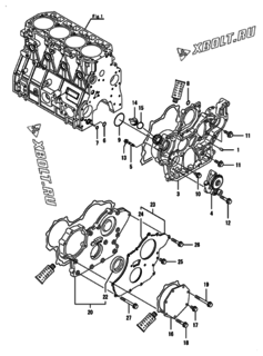  Двигатель Yanmar 4TNV98T-ZSPR, узел -  Корпус редуктора 