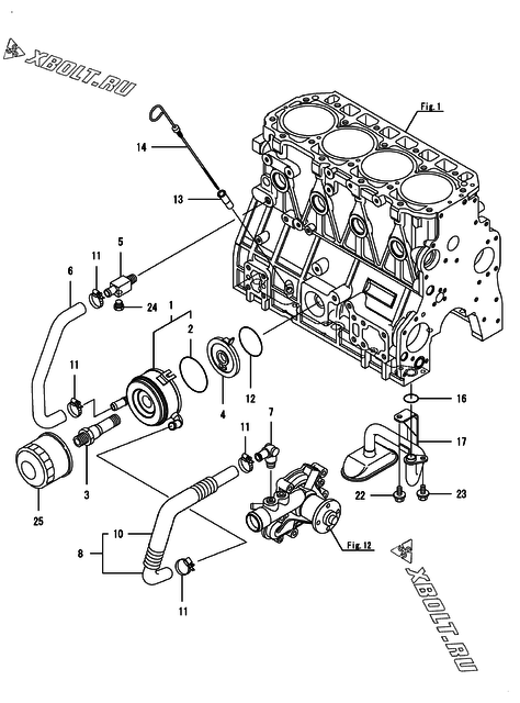  Система смазки двигателя Yanmar 4TNV98T-ZSPR