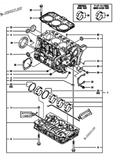  Двигатель Yanmar 3TNM72-HHFCG, узел -  Блок цилиндров 