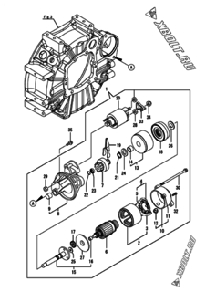  Двигатель Yanmar 3TNM72-HHFCG, узел -  Стартер 