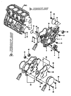  Двигатель Yanmar 4TNV98-ZNKTC, узел -  Корпус редуктора 