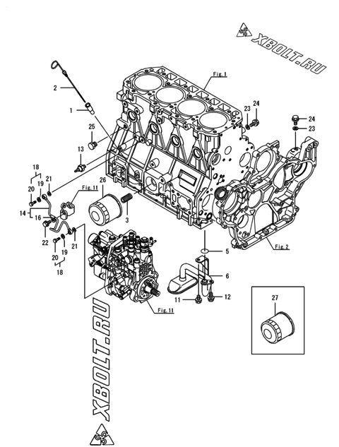  Система смазки двигателя Yanmar 4TNV94L-SWD