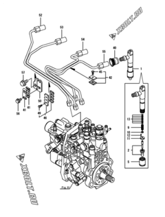  Двигатель Yanmar 4TNV94L-SWD, узел -  Форсунка 