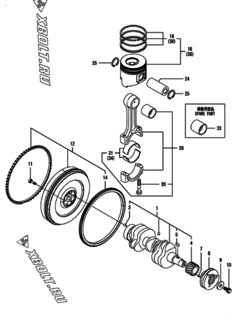  Двигатель Yanmar 3TNV88C-DTR3, узел -  Коленвал и поршень 