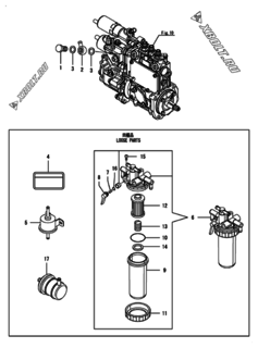  Двигатель Yanmar 3TNM74F-SAFS, узел -  Топливный фильтр 