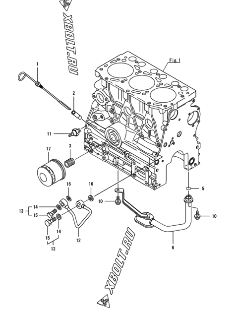  Система смазки двигателя Yanmar 3TNV76-DKTF