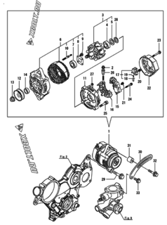  Двигатель Yanmar 3TNV76-DKTF, узел -  Генератор 
