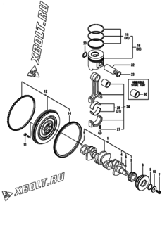  Двигатель Yanmar 4TNV98C-SJLW5, узел -  Коленвал и поршень 