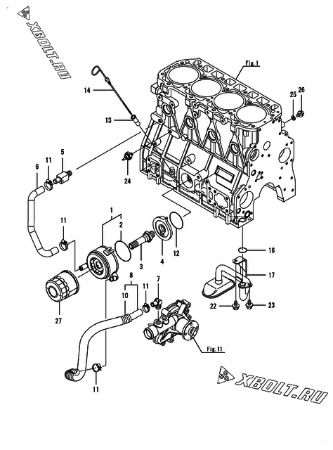  Система смазки двигателя Yanmar 4TNV98C-PJLW5