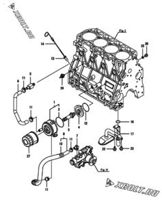  Двигатель Yanmar 4TNV98C-PJLW5, узел -  Система смазки 