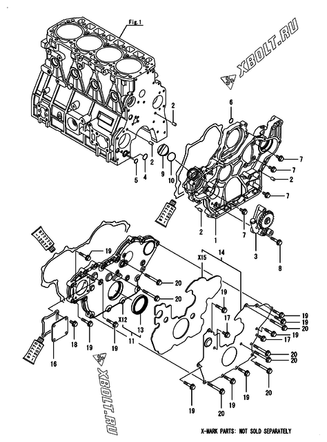 Корпус редуктора двигателя Yanmar 4TNV98C-SJLW