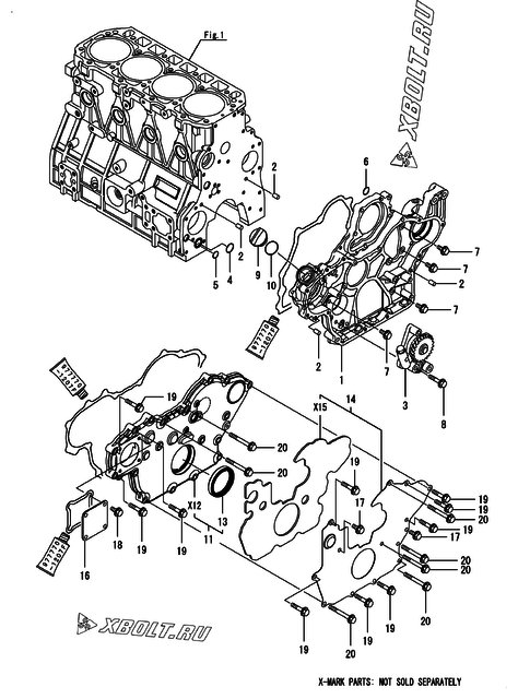  Корпус редуктора двигателя Yanmar 4TNV98C-PJLW