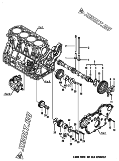  Двигатель Yanmar 4TNV98C-PJLW, узел -  Распредвал и приводная шестерня 