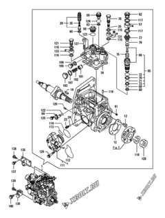  Двигатель Yanmar 4TNV94L-SLYC, узел -  Топливный насос высокого давления (ТНВД) 