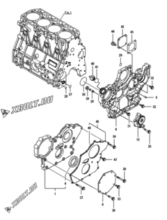  Двигатель Yanmar 4TNV94L-SSUC, узел -  Корпус редуктора 