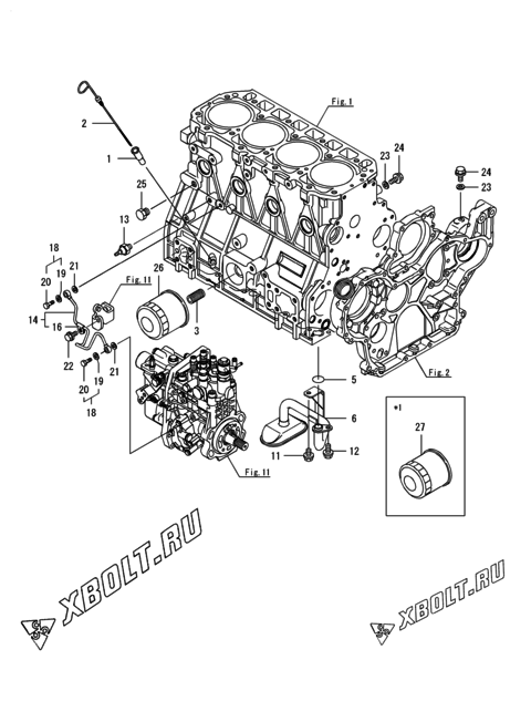  Система смазки двигателя Yanmar 4TNV94L-SSUC