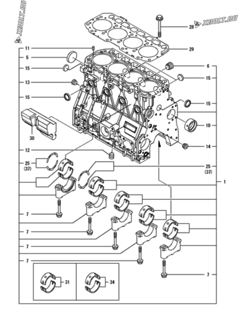  Двигатель Yanmar 4TNV94L-SWDC, узел -  Блок цилиндров 