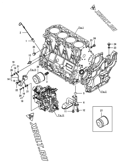  Система смазки двигателя Yanmar 4TNV94L-SWDC