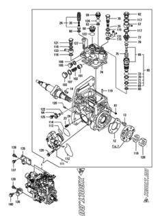  Двигатель Yanmar 4TNV94L-SWDC, узел -  Топливный насос высокого давления (ТНВД) 