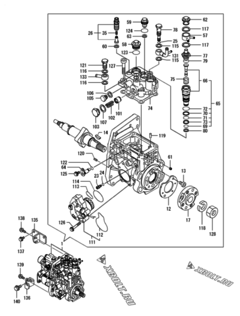 Двигатель Yanmar 4TNV98-SSUC, узел -  Топливный насос высокого давления (ТНВД) 