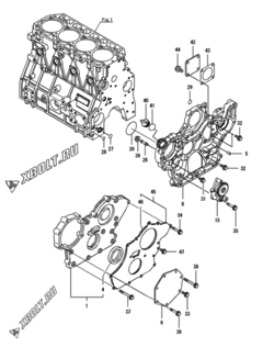  Двигатель Yanmar 4TNV98-SYUC, узел -  Корпус редуктора 