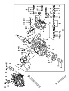  Двигатель Yanmar 4TNV98-SYUC, узел -  Топливный насос высокого давления (ТНВД) 