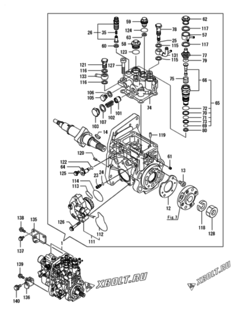  Двигатель Yanmar 4TNV94L-SFN2C, узел -  Топливный насос высокого давления (ТНВД) 