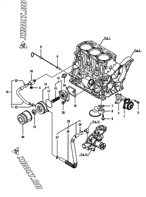  Система смазки двигателя Yanmar 3TNV88C-DDT