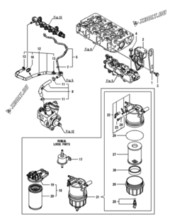  Двигатель Yanmar 3TNV88C-DDT, узел -  Топливопровод 