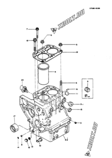  Двигатель Yanmar 2T75HL, узел -  Блок цилиндров 