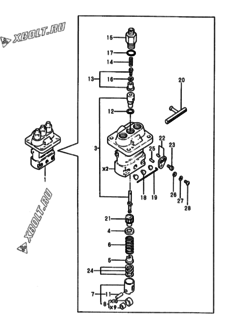  Двигатель Yanmar 3T84HL-SS, узел -  Топливный насос высокого давления (ТНВД) 