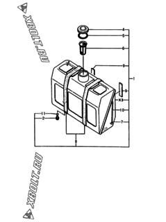  Двигатель Yanmar 3T84HL-SS, узел -  Топливный бак 