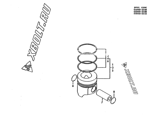  Поршень двигателя Yanmar 4TN82L-RGBCL