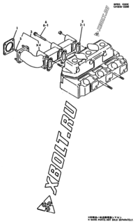  Двигатель Yanmar 3T84HL-HK, узел -  Выпускной коллектор 