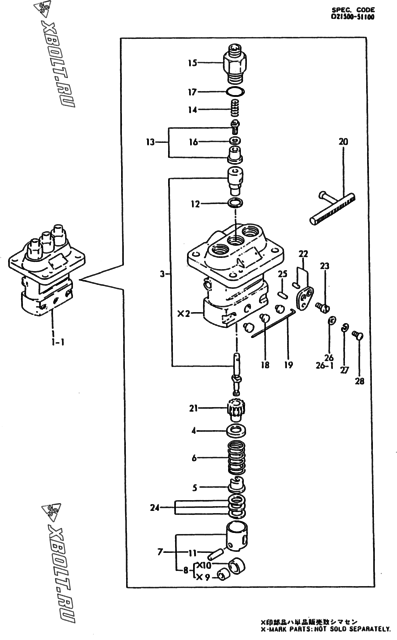  Топливный насос высокого давления (ТНВД) двигателя Yanmar 3T84HL-HKG